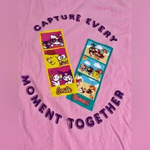 Sanrio Characters at the beach Pink Tee size small